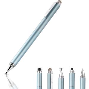 Capacitive Stylus Pen, 4-in-1 High Sensitivity and Precision Touch Screen Stylus Clear Disc Tip,Black Rubber Tip &Mesh Fiber Tip Compatible with Universal Touch Screen Device (Ice Blue)