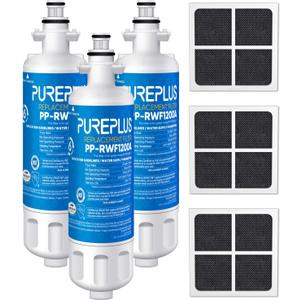 PUREPLUS ADQ36006101 Replacement for LG LT700P, Kenmore Elite 9690, 469690, ADQ36006102, LFXS30766S,LFX28968ST,LFX31925ST,RWF1052, RWF1200A Refrigerator Water Filter and LT120F Air Filter Combo, 3Pack