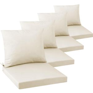 Outdoor Seat Cushion Set 22 x 22 In, Water-Resistant & Fade-Resistan, Patio Furniture Cushions with Removable Cover Deep Seat & Back Cushion with Handle and Adjustable Straps for Chair Sofa,4PC