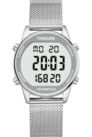 Women's Step Counter Pedometer Watch with Stainless Steel Bracelet, Stylish Design, No App, No Charging Needed for Step, Calorie, Distance, Alarm, Countdown Timer，TU-2401