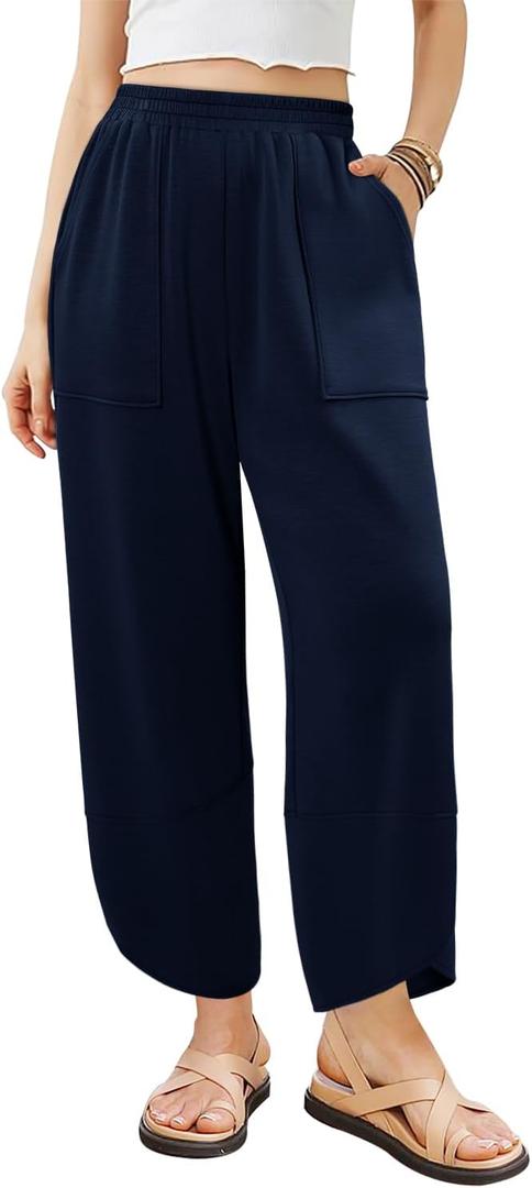Angerella Womens Baggy Wide Leg Pants High Waisted Casual Lounge Pant Loose Comfy Stretchy Trousers with Pockets (XL)