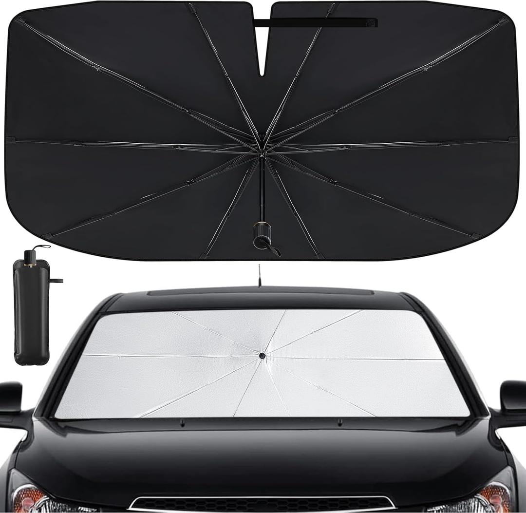 Windshield Sun Shade Umbrella - Car Sun Shade Windshield, Foldable Car Window Shades, Reflector Sunshade Offers Ultimate Sun Protection for Hatchback, Truck, SUV, MPV (Silver(55"x31.5"))