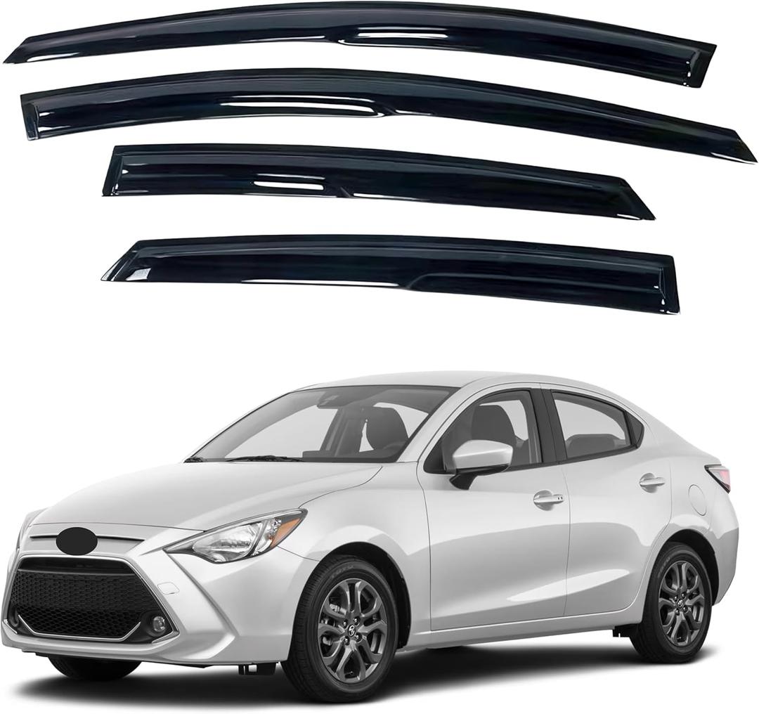 IG Window Visor for Toyota Yaris iA Sedan 2016-2020 & Scion iA Sedan 2016-2020, Rain Guard Tape-On Durable Side Vent Window Deflector Mugen Style, 2016 2017 2018 2019 2020 (Sedan Only)