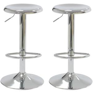 CAROLMADE Bar Stools Set of 2, Adjustable Metal Bar stools Swivel Counter Height Stool Backless Barstools for Kitchen Island Pub, Chrome