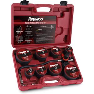 Turbo Boost Leak Tester Kit, 10pc Turbo System Leakage Tester Set with 4 Pairs of Stepped Adapters 1-3/8" to 3-1/2", Turbo Pressure Leakage Tester for Cooling Emissions Exhaust Pipes