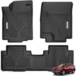 YITAMOTOR Floor Mats for Honda CR-V 2012-2016 EX & LX & SE, Black All-Weather Custom Fit Front 1st & 2nd Row Floor Liner Set