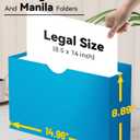 ANSOOK Reinforced Plastic File Jackets,Heavy Duty 2" Expansion Accordion Pocket File Folders,Legal Size Filing Cabinet Folder,12 Pack Poly Manila Folders,Straight Cut Tab,Color Job Folder for Office