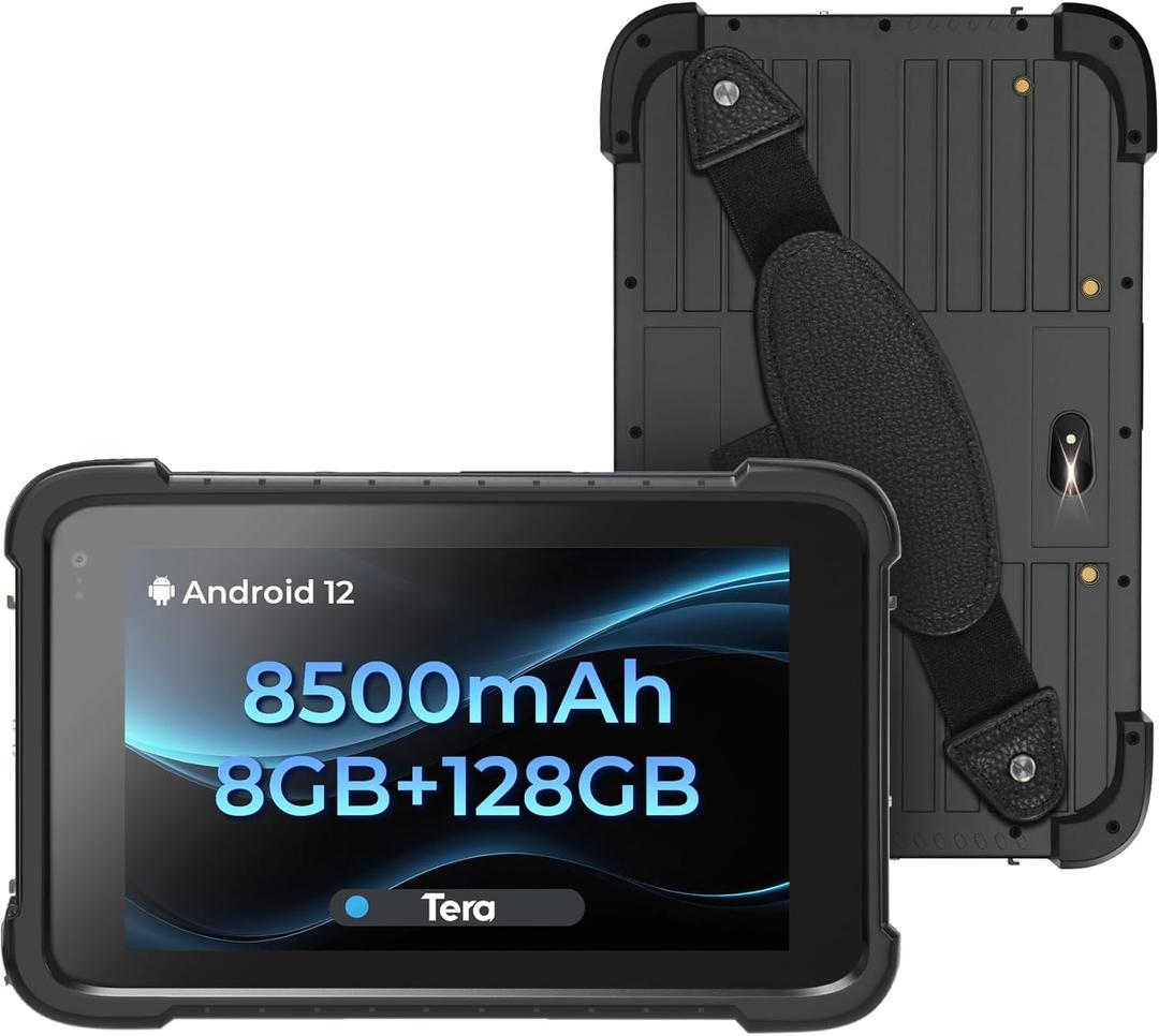 Tera Rugged Tablet Scanner Android 12 Industrial 8" 700 NITS Full Touch Screen 8GB + 128GB with Zebra SE4710 Scanner 8500mAh Large Battery IP67 Grade 4G GPS BT5.2 Wi-Fi for Outdoor Field Work T01A