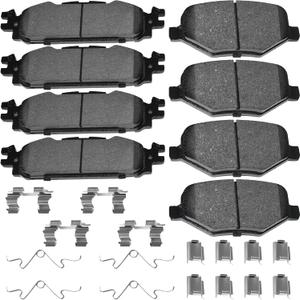 Brake Pads Front and Rear Compatible with Ford Explorer Flex Taurus, Lincoln MKS MKT Automotive Replacement Brake Pads Semi-Metallic D1508-8715 D1377-8488