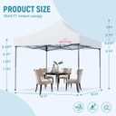 10x10 Pop Up Canopy Tent with 8 Reinforced Steel Wire Ropes, Heavy Duty Instant Canopies with 3 Removable Sidewalls, White