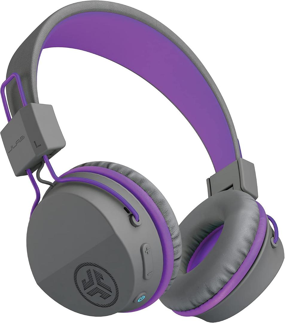JLab JBuddies Studio Kids Headphones Wireless - Wired Mode, Sharing, Purple | Bluetooth Kids Headphones for Boys & Girls, Volume Limited Childrens Earphones with Mic, 24+ Hr Playtime, Noise Isolation