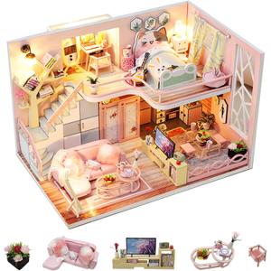 Flever Dollhouse Miniature DIY House Kit Creative Room with Furniture for Romantic Valentine's Gift (Blossom Stories)