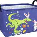 Dinosaur Easter Basket for Kid Large Empty Baby Rectangular Cute Easter Gift Storage Basket Bunny Eggs Décor (Dinosaur Rabbit)