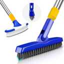 ITTAR Grout & Scrub Brush Combo, Floor Scrubber with Long Handle, Multi-Purpose Stiff Bristles Cleaning Brush Set for Tile, Grout, Deck, Kitchen, Shower Floor (2 Pcs)