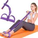 Resistance Bands with Handles, 6-Tube Elastic Foot Pedal Resistance Bands, Natural Rubber Ankle Puller Sit-up Exercise, Multifunction Fitness Band for Abdomen, Waist, Arm, Leg Stretching Training