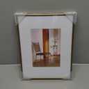8.5"x11" Picture Frame, Brass Brushed Thin Metal Float Photo Frame with HD Glass, Fit 5"x7" with Mat or 8.5" x 11" without Mat, for Table and Wall, 1 Pack