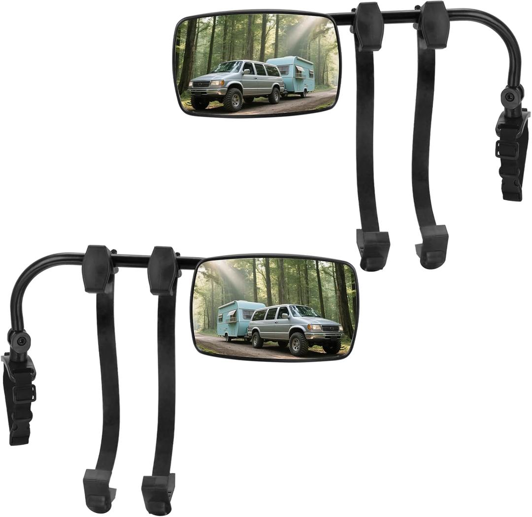 Mirror Extenders For Towing, Universal Clip-on Towing Mirrors 360 Degree Adjustable Extension Mirrors for Car Towing Trailer Truck RV SUV, 2pcs