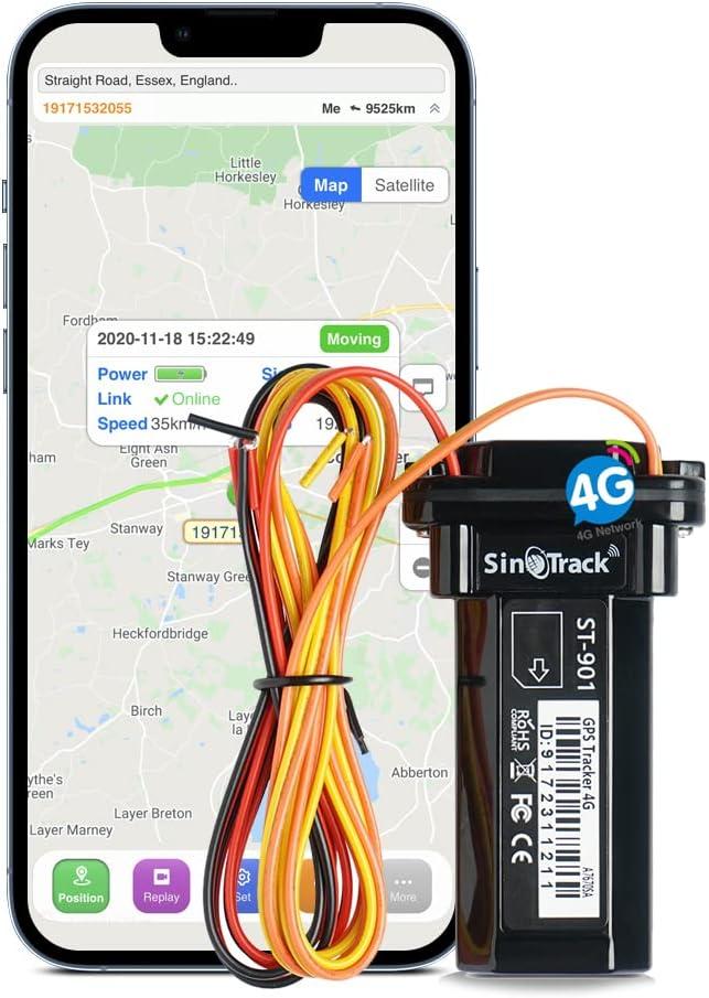 SINOTRACK ST-901L 4G GPS Tracker for Vehicles, Car Locator Mini Real-Time Location Tracking Device, Waterproof Car Motorcycle GPS Tracker Device for Car Truck Taxi with No Monthly fee System