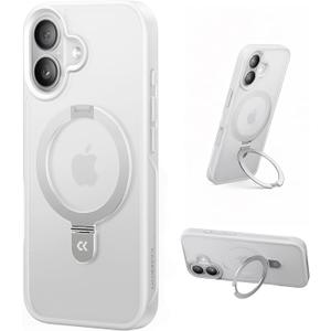 CASEKOO Ultra-Magnetic Stand for iPhone 17 Case [Military Drop Protection] [Compatible with MagSafe] Shockproof Translucent Slim Matte for iPhone 17 Phone Case with Ring Holder 6.3 Inch, White