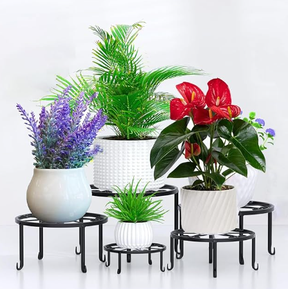Linpla 5Pack Decent Metal Plant Stands, Heavy Duty Flower Pot Stands for Multiple Plant, AntiRust Iron Plant Pot Shelf, Decoration Racks for Home Indoor and Outdoor (5 Pack Black)