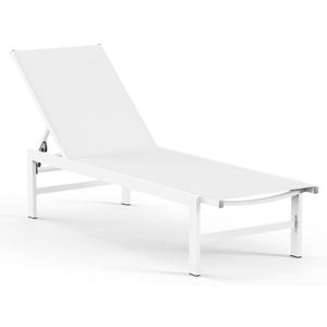 Vexwalx Outdoor Lounge Chair for Pool, Aluminum Chaise Lounge Chairs with 5-Position Recliner, Patio Lounge Chair for Backyard, Poolside, Deck, Lawn (White), 1 Pack