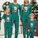 MyFav Christmas Pajamas for Family Cute Snowman Print Long Sleeve PJS Set (Green, S)