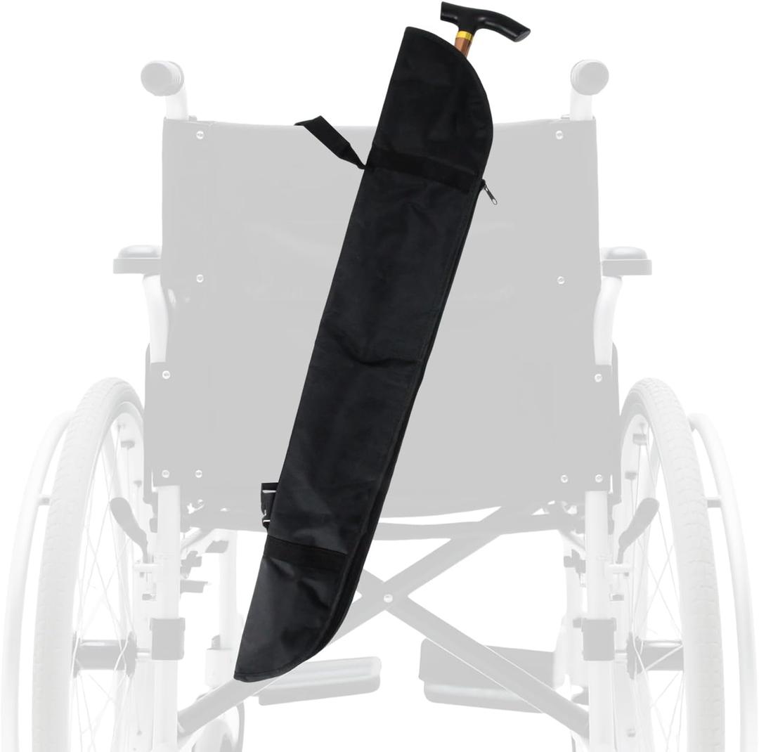 Cane Storage Bags with Adjustable Strap Design, Portable Walking Aid Storage Bag, Mobility Scooter Cane Holder for Mobility Scooters and Wheelchairs - Universal Canes and Umbrella Carry Bags (Large)