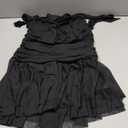 Wenrine Womens Mesh Halter Mini Dresses Summer Sleeveless Tie Open Back Ruched Waist Tiered Ruffle Going Out Club Dress Black, Medium