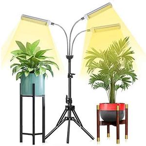 Plant Grow LightGrow Light for Indoor Plants with 20-60'' Height Adjustable- Full Spectrum Timer, 3 Switch Modes, Adjustable Tripod Stand & Gooseneck for Larger Plants (Tri Heads)