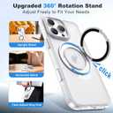 XIQI Compatible with iPhone 16 Pro Max Case 6.9'' with Magnetic 360 Rotatable Ring Stand & AI Camera Control Button[Compatible with Mag-Safe] Translucent Matte Phone Cover for Men Wowen,White