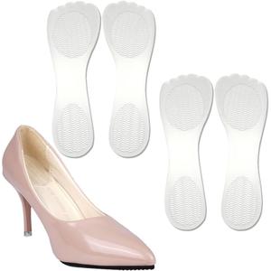 High Heel Cushion Inserts Women, Adhesive High Heel Relief Insoles Prevent Slipping, Silicone Invisible Cushioning Insoles, Arch Support Shoe Inserts for High Arch Flat Feet, 2 Pairs, Clear