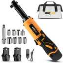Cordless Electric Ratchet Wrench Set, 40FT-LBS (45N.m) 3/8" Electric Ratchet, 12V Cordless Ratchet Wrench, 2 x 2.0Ah Batteries Impact for Car Home