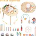 Dmitoora® 10 in 1 Montessori Toys for 1 Year Old Activity Table | wooden Montessori table, sensory toy, baby activity center, train track, fishing game, shape sorter, boys girls gift
