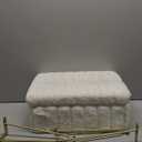 Wimarsbon Storage Ottoman, Vanity Stools with Metal Legs, 16.5" x 11.8" x 18" Modern Faux Mink Fur Footstool, Makeup Chair with Anti-Slip Feet, Accent Table,Footrest,Storage Bench for Bedroom (White)