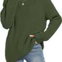 Womens 2025 Fall Sweaters Long Sleeve Chunky Knit Pullover Sweater Casual Crew Neck Oversized Sweaters (Green, M)