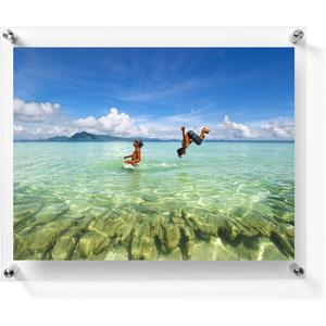 8.5x11 Floating Acrylic Picture Frame With Chrome Standoff Double Panel Wall Mount Photo Frame for Picture Up To inches (Inner Max Size is 8.5x11inch)