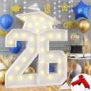 4.5FT 2026 Graduation Decorations, Large 26 Light Up Numbers Graduation Cap with Lights, White Mosaics Marquee 26 Numbers Kit for Class of 2026 High School College Graduation Grad Party Decorations