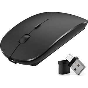 Rechargeable Bluetooth Mouse for Laptop,Wireless Mouse for MacBook air/mac/MacBook pro,Mouse jiggler Bluetooth 5.2/3.0 and 2.4GHz USB Type-C