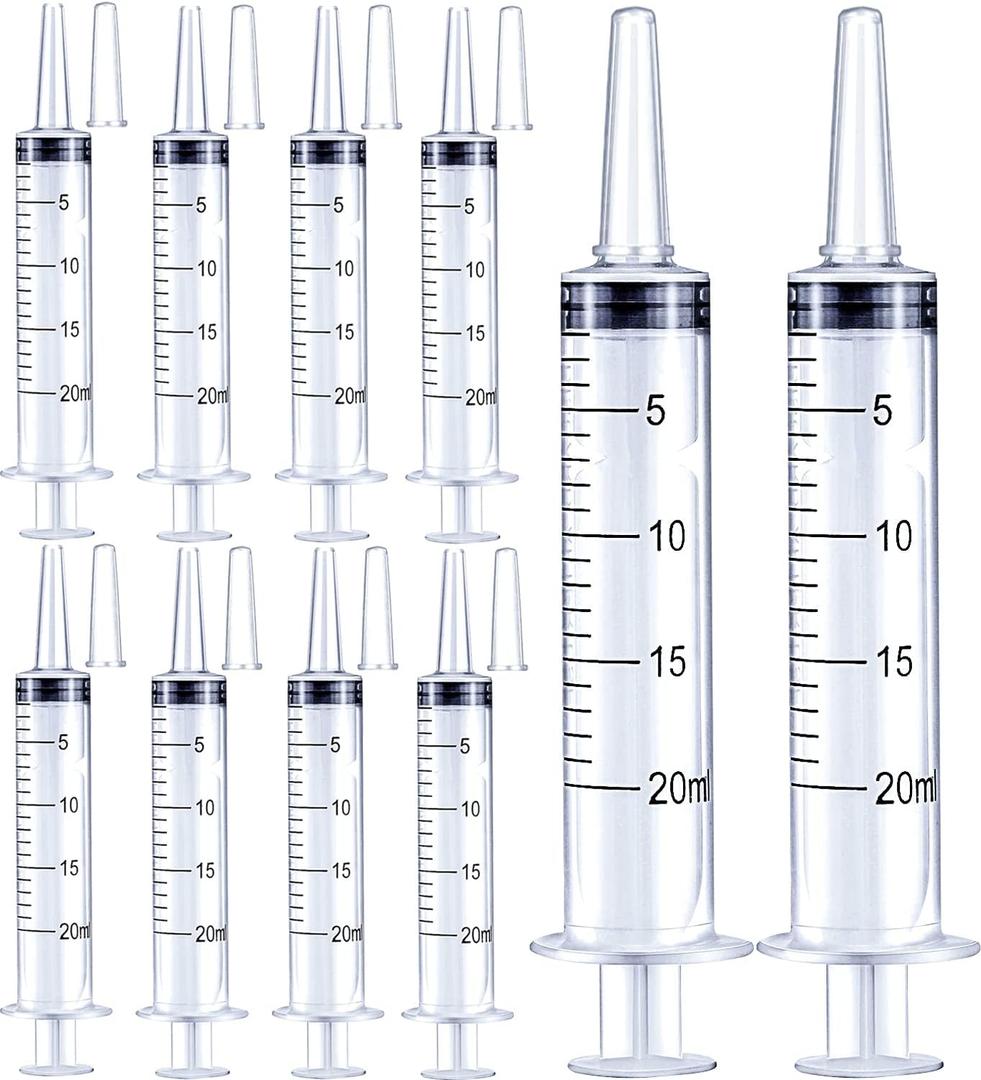 20ml Plastic Syringe for Liquids, Oral, Scientific Labs, Measuring, Dispensing, with Cap- 10 Pack 20ml Syringes