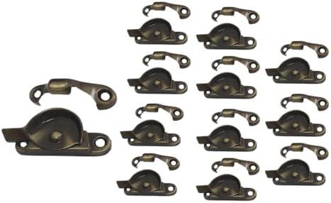 QCAA Zinc Die Cast Window Sash Lock, 2-7/16", Brushed Antique Brass, 12 Pack, Made in Taiwan