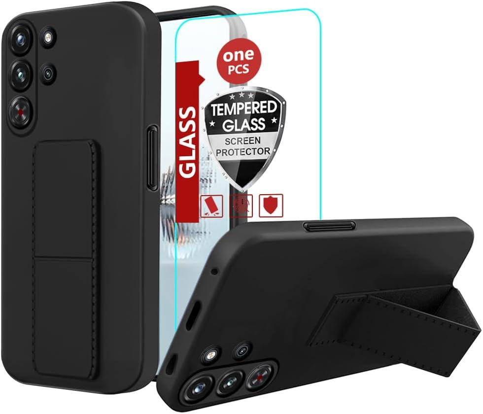 Compatible with ZTE Nubia Red Magic 10 Pro/10 Pro+/10S Pro/10S Pro+ Phone Case, Hide Folding Kickstand/Stand Silicone TPU Protective Cover Case - Black