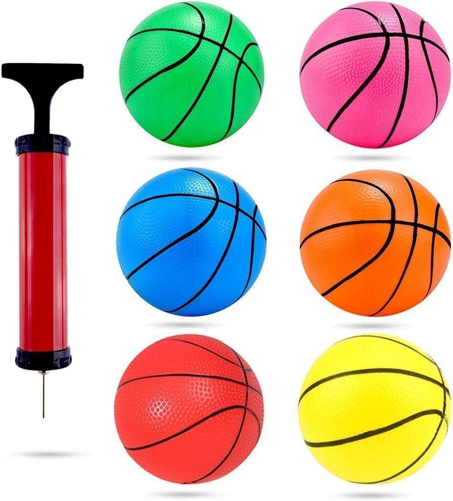 Shindel 6Pcs Mini Basketball, 4.7 inches Small Basketball with Pump for Kids and Adults, Party Favors