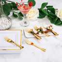 WDF 200PCS Gold Plastic Dessert Plates with Plastic Forks -6 100 Square Disposable Appetizer Plates Small Plate Cake Plate &100 Gold Small Appetizer Forks for Daily Using Thanksgiving