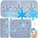 Patelai 3 Pcs Snowflake Resin Molds 17 Varying Sizes Snowflake Epoxy Resin Molds Silicone for Winter Fondant Chocolate Candle Jewelry Tree & Car Ice Crystal Decoration DIY Xmas Gift(Clear)