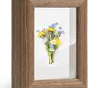 2x3 Mini Picture Frames - Small Wallet Size Picture Frames for Desk & Tabletop, Brown Wooden Standing Tiny Frame with Clear Plexiglass, Farmhouse Style