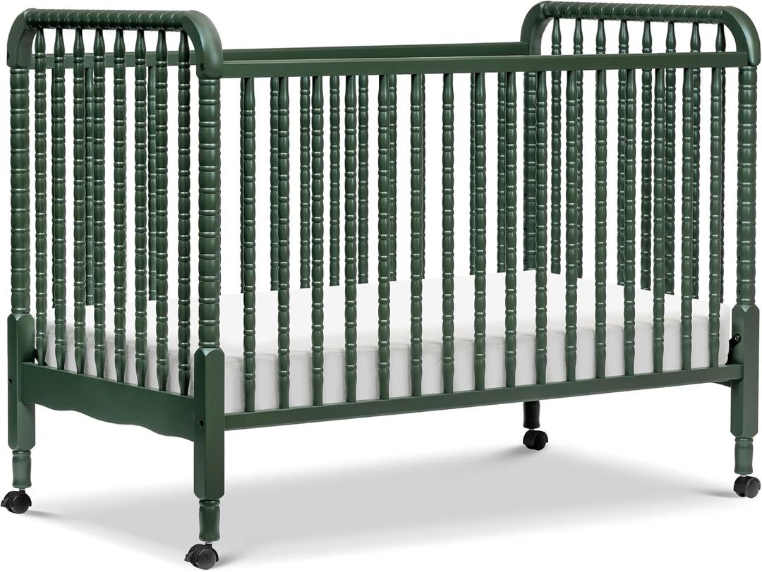 Davinci Jenny Lind 3-in-1 Baby Crib Convertible to Toddler Bed, Daybed - Easy to Assemble - GREENGUARD Gold Certified - 4 Adjustable Mattress Heights, Conversion Kit Sold Separately - Forest Green, 54.8"L x 29.3"W x 41.3"H