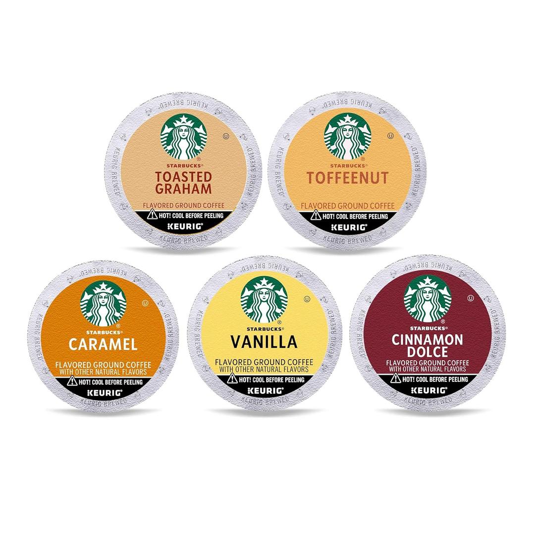 Starbucks K-Cup Coffee Pods, Naturally Flavored Coffee Variety Pack for Keurig Brewers, 100% Arabica, 1 Box (40 Pods), BB Date: 07/02/2025