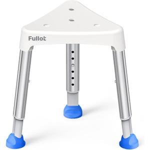 Space-Saving Triangular Shower Chair for Inside Shower, FSA/HSA Eligible 400 lbs Adjustable Shower Stool for Elderly and Disabled, Non-Slip Bathtub Chair with Stable-Bracing, Tool-Free Assembly, White