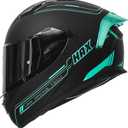 HAX Obsidian Full Face Dual Visor Adult Motorcycle Helmet for Motorbike Street Bike with Pinlock Ready DOT Approved Matte Black Aqua XL