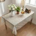 Horaldaily White Gauze Floral Tablecloth 60120 Inch Rectangular, Beige Flower Spring Summer Tulle Table Cover, Garden Party Decor for Wedding, Party, Holiday Dining
